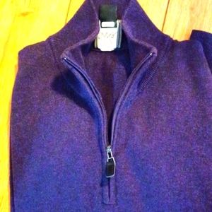 JOS A Banks Men's Brown Long Sleeve 1/4 zip Sweater Cotton Travelers EUC…